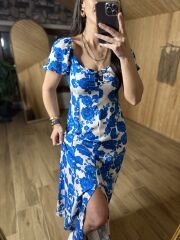Blue rose viscose dress