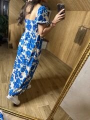 Blue rose viscose dress