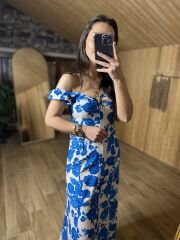 Blue rose viscose dress