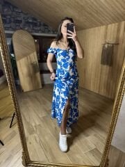 Blue rose viscose dress