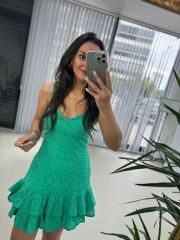 My 3210 Green Scallop Strap Dress