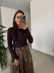 Dv 1267 Droplu A.Kahve Triko Kazak