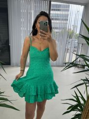 My 3210 Green Scallop Strap Dress