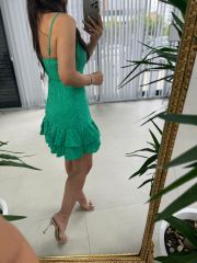 My 3210 Green Scallop Strap Dress