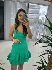 My 3210 Green Scallop Strap Dress