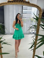 My 3210 Green Scallop Strap Dress