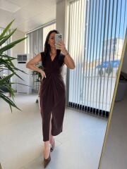 My 3698 Düğüm Detaylı Kahve  Kalem Elbise