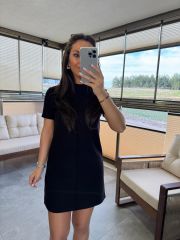 Dv 90810 Çima Stitched Black Knitwear Dress