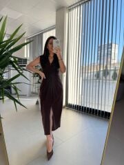 My 3698 Düğüm Detaylı Kahve  Kalem Elbise