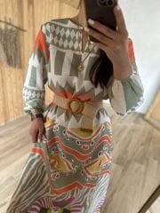 Ms Maksiboy Renk Geçişli Keten Elbise