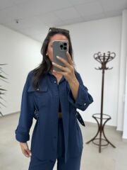 Art 4013 Tensel Kemer Detaylı Laci Yelek Takım