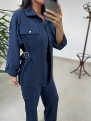 Art 4013 Tensel Kemer Detaylı Laci Yelek Takım