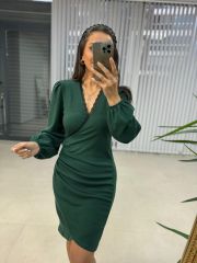 Khaki Knitwear Dress with Mc Scallop Detail