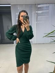 Khaki Knitwear Dress with Mc Scallop Detail