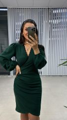 Khaki Knitwear Dress with Mc Scallop Detail
