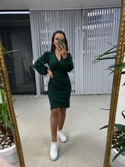 Khaki Knitwear Dress with Mc Scallop Detail