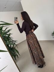 Bb 30369 Ön Büzgü Detaylı Kahve Etek