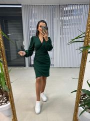 Khaki Knitwear Dress with Mc Scallop Detail