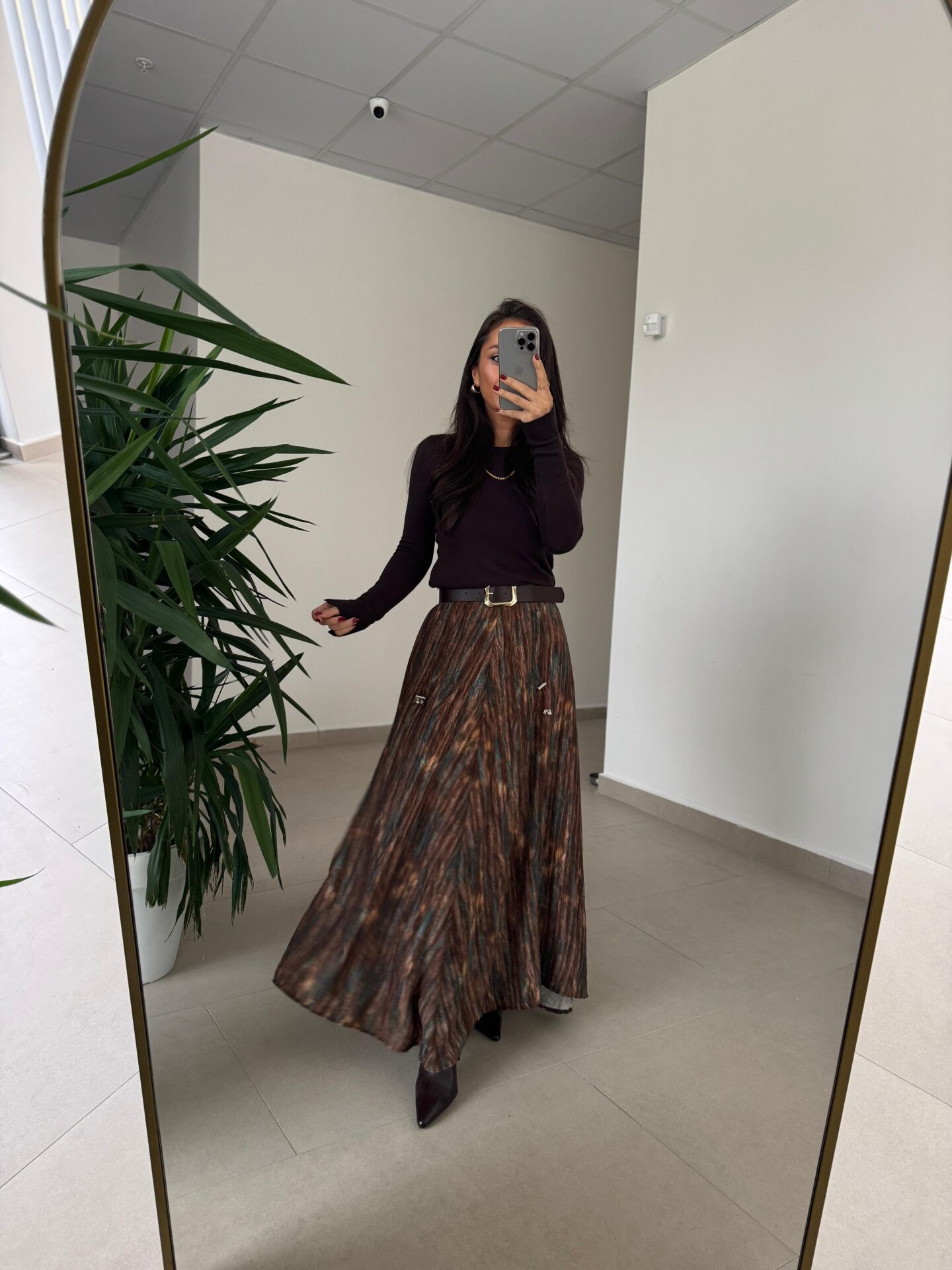 Bb 30369 Ön Büzgü Detaylı Kahve Etek