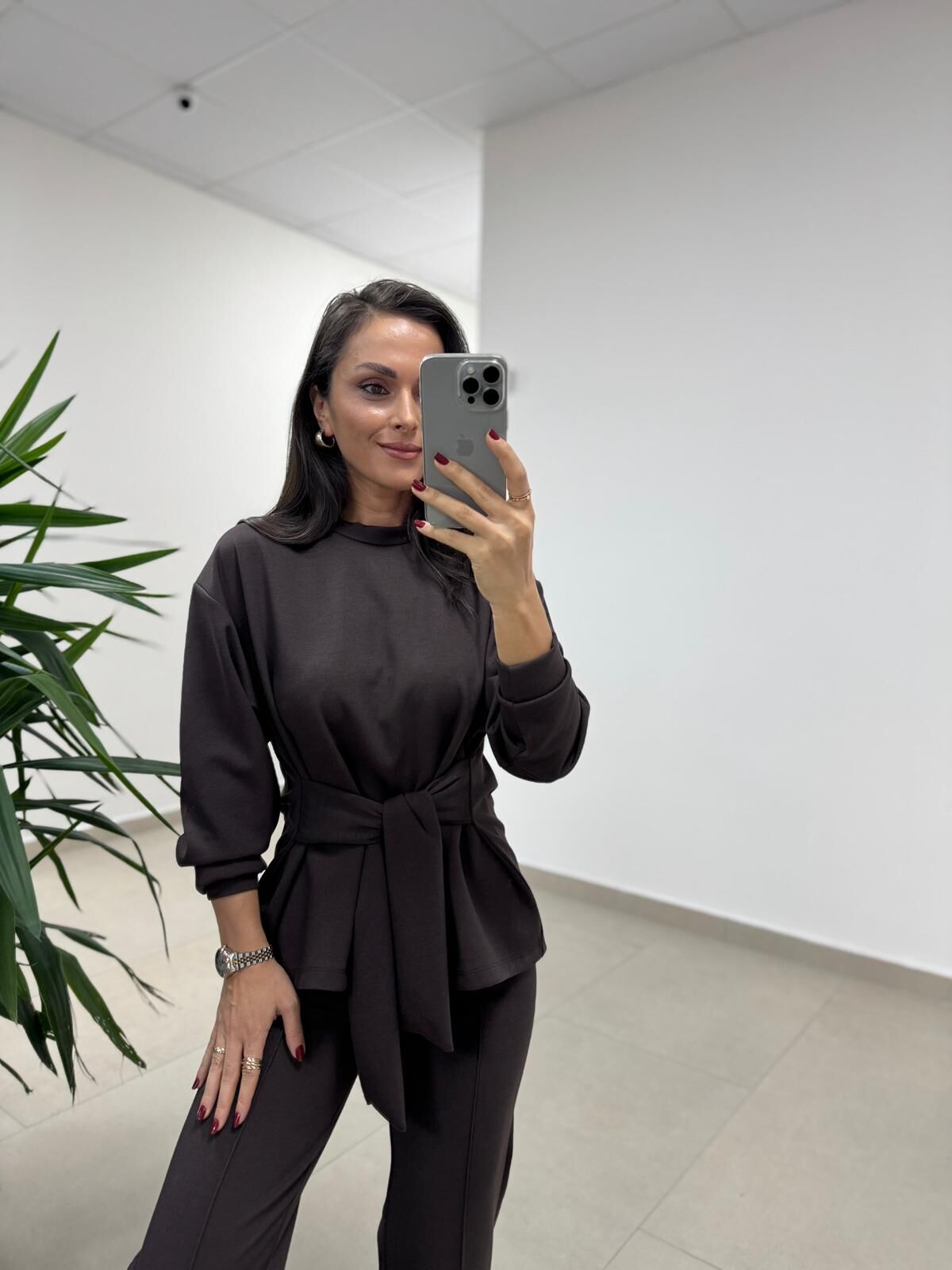 Ml 94851 Bağlama Detaylı Kahve Takım