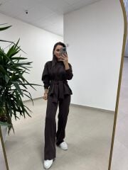 Ml 94851 Bağlama Detaylı Kahve Takım