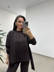 Ml 94851 Bağlama Detaylı Kahve Takım