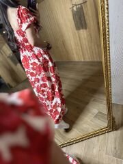 Red rose viscose dress