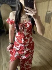 Red rose viscose dress