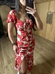 Red rose viscose dress