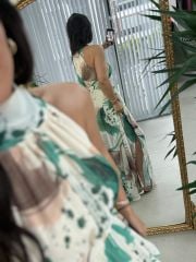 My 3242 Yeşil Halter Şifon Elbise