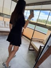 Dv 91334 Etek Ucu Volanlı Siyah Elbise