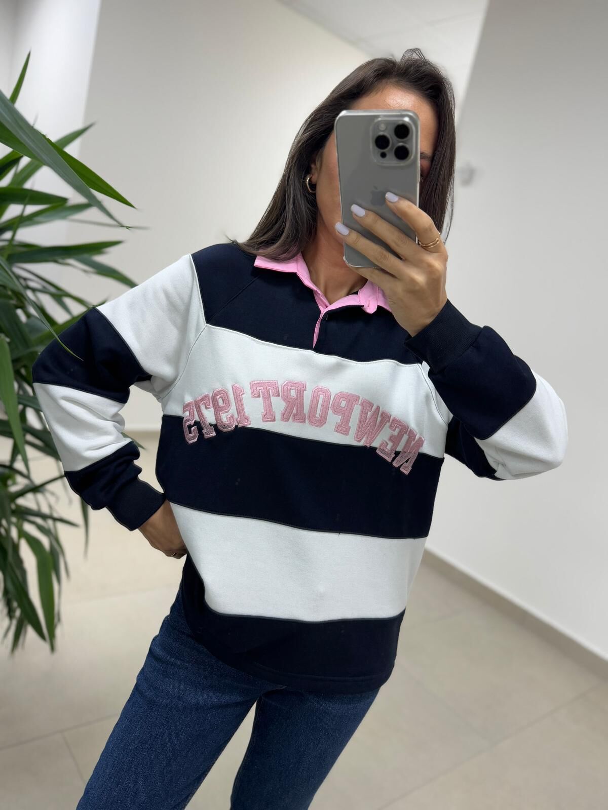 Dr 8658 Zr Model Pembe Poplin Yaka Sweat