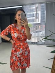 Mc 5738 Bağlamalı Anvelop Narçiçeği Şifon Elbise