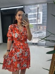 Mc 5738 Bağlamalı Anvelop Narçiçeği Şifon Elbise