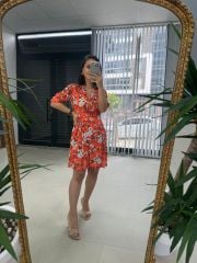 Mc 5738 Bağlamalı Anvelop Narçiçeği Şifon Elbise