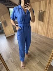 N. Work mavi keten tulum