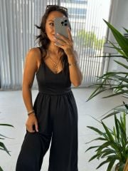 Sg İp Askılı Siyah Tulum