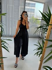 Sg İp Askılı Siyah Tulum