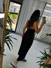 Sg İp Askılı Siyah Tulum