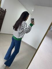 Po 2851 Kemerli Kesik Paça Denim Pantolon