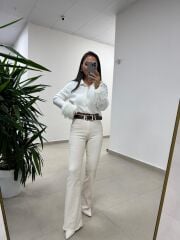 Spt 2023 Krem İspanyol Paça Pantolon