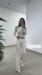 Spt 2023 Krem İspanyol Paça Pantolon