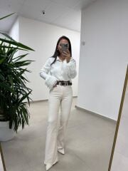 Spt 2023 Krem İspanyol Paça Pantolon