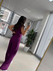 Cr 5598 Gömlek Yaka Mor Takım