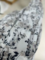 Mc 5738 Tie-Up Wrap White Floral Chiffon Dress