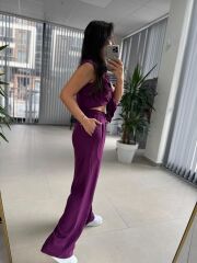 Cr 5598 Gömlek Yaka Mor Takım