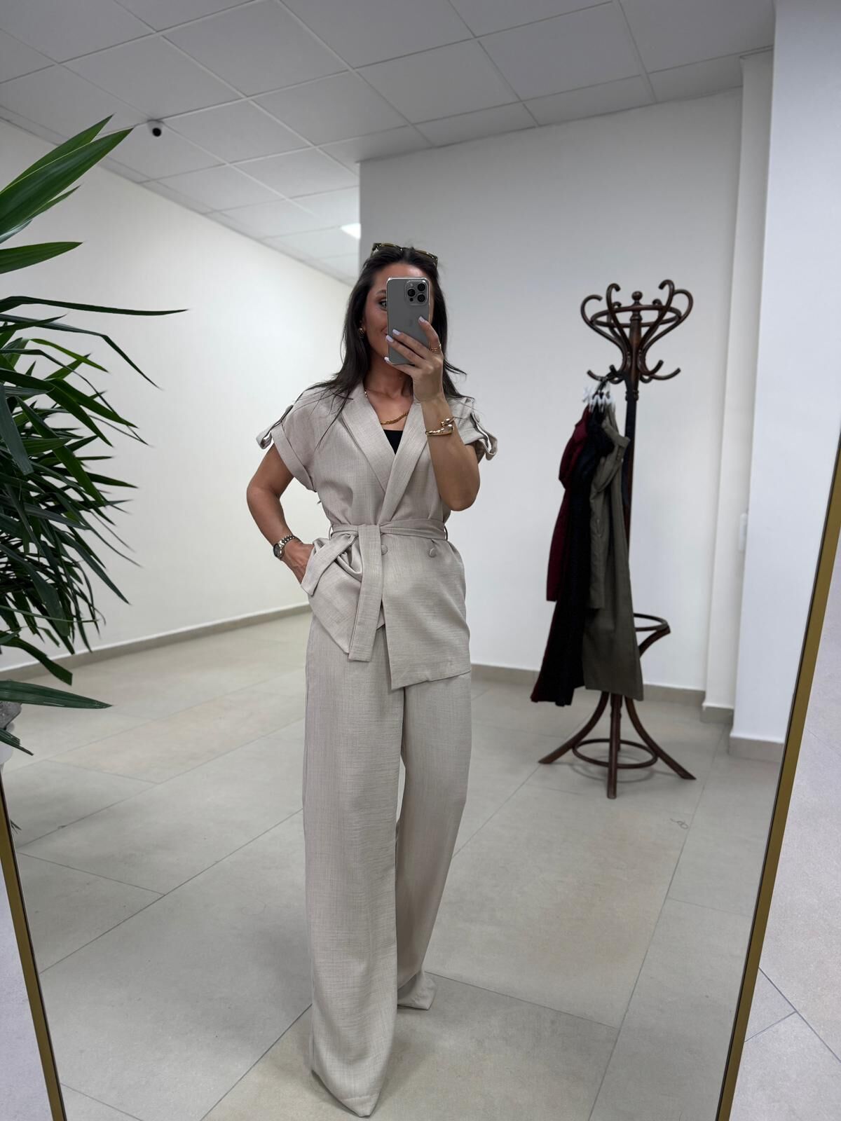 Art 4001 Taş Kuşaklı Keten Takım