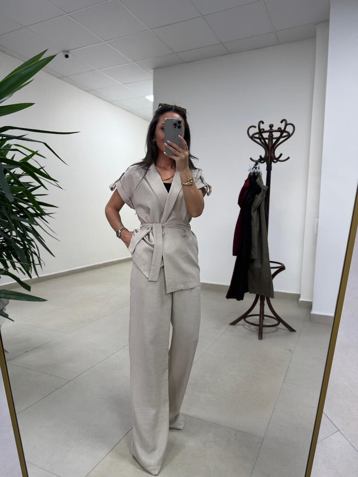 Art 4001 Taş Kuşaklı Keten Takım