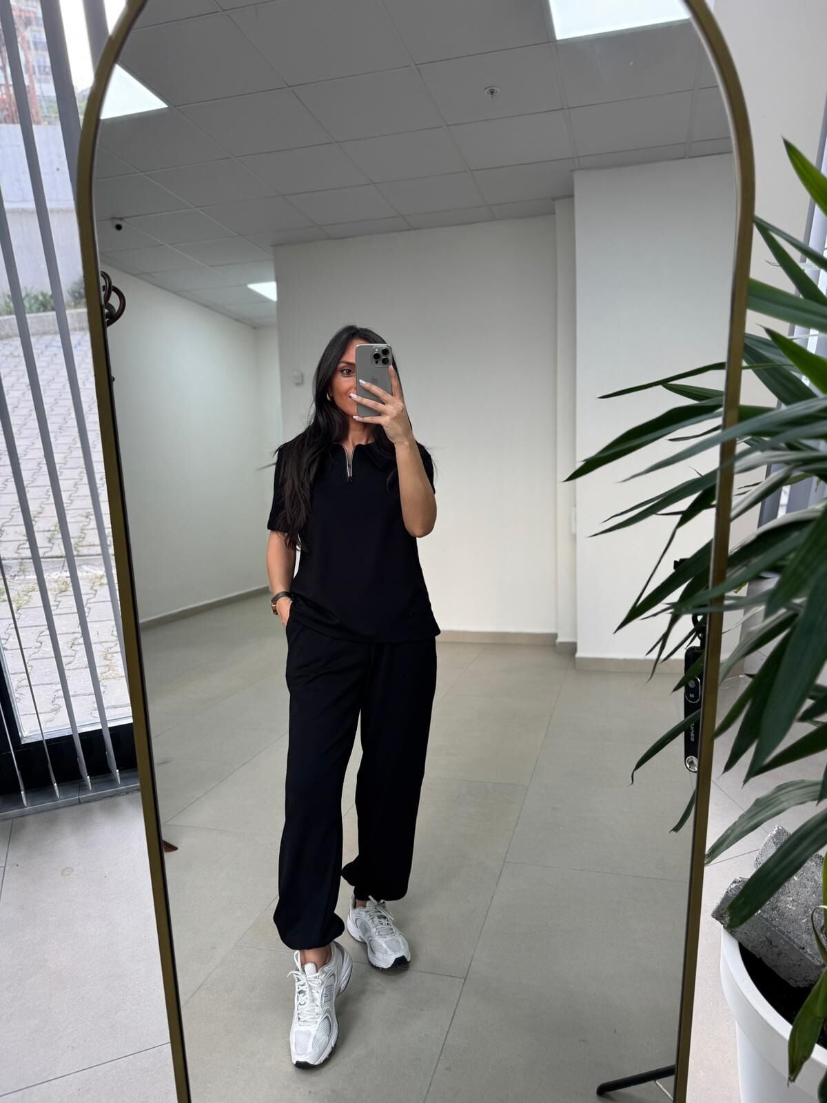 Art 4018 Kısa Kollu Fermuarlı Siyah Modal Takım