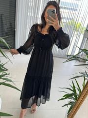 My 3302 Black Yoryo Gype Chiffon Dress